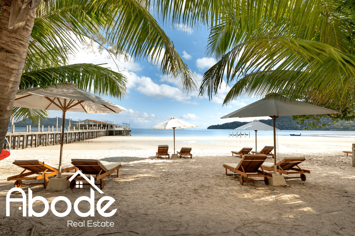 Sunny Lauderdale beachfront with hotels lining the shore