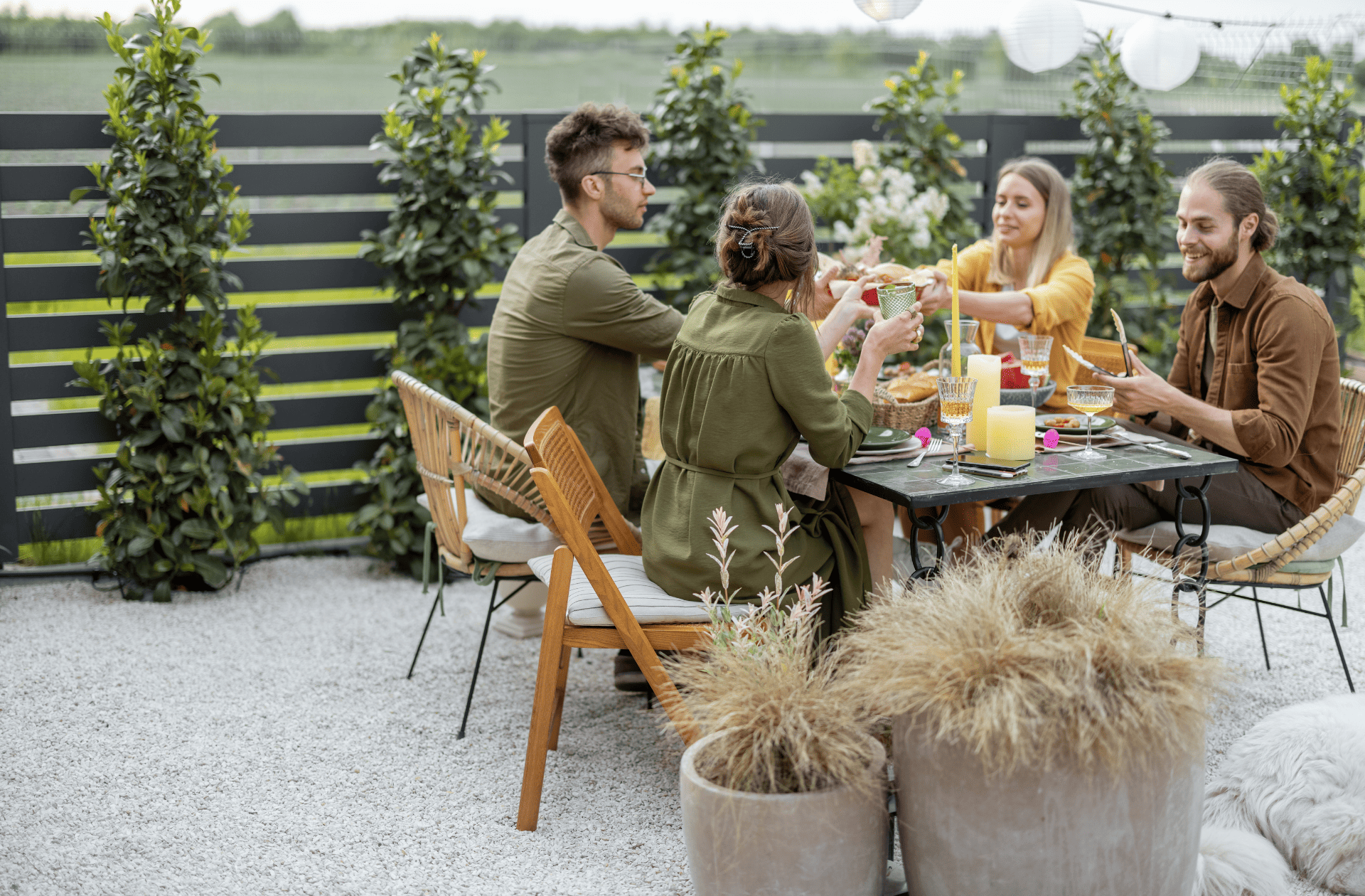 Outdoor dining setup with a picturesque view of Fort Lauderdale's coastline. 